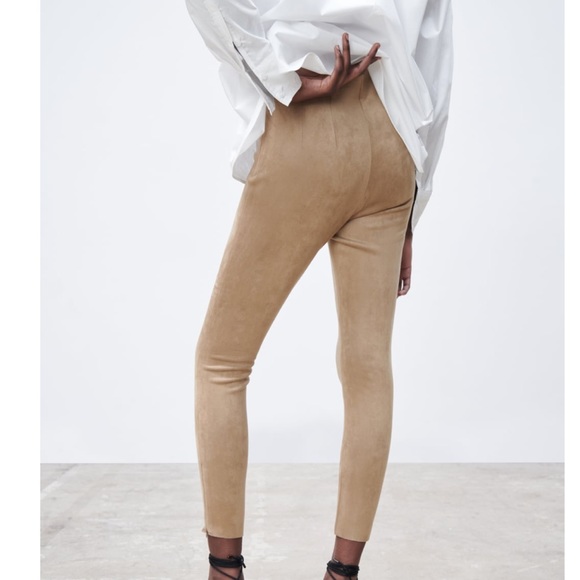 NWT faux suede legging skinny pants | Zara cropped work pants size xs - Picture 5 of 7